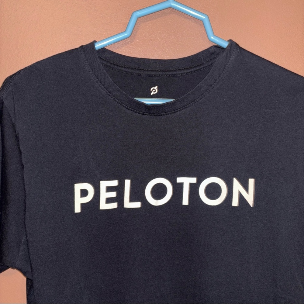 Peloton Shirt Mens Small Black Short Sleeve Active Casual Cotton - Picture 2 of 8